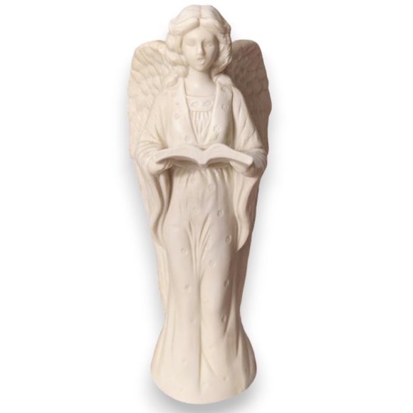 Singing Choir Angel Candleholder Ceramic Bisque Color Holding Songbook Book - Picture 2 of 9